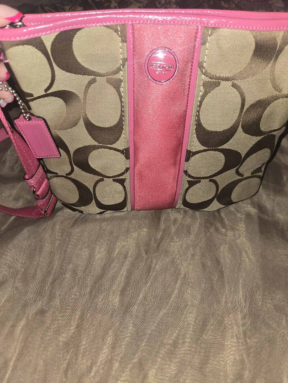 Coach Pink Trim Signature Crossbody Bag